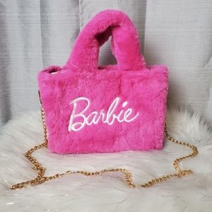 Barbie Pink Faux Fur Tote Bag